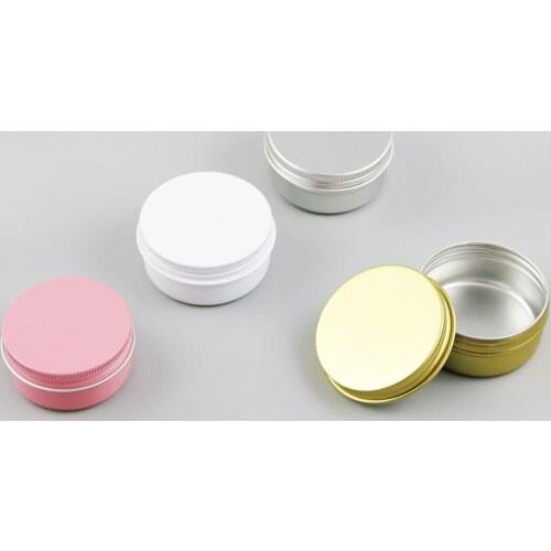 30 pcs/lot 50G metal face cream jar small candy jar with good seal white aluminum candle packaging