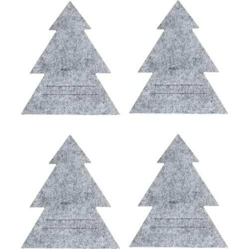 4Pcs Gray Christmas Tree Silverware Holder Tableware Knifes Forks Bag Cutlery Pouch Pocket Cover for Xmas Party Decor