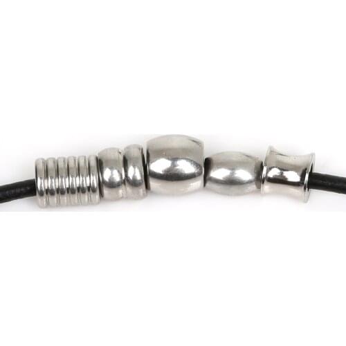 5-10pcs Stainless Steel Big Hole Spacer Beads Round Loose Metal Beads For Jewelry Making Finding DIY Bracelet Necklace