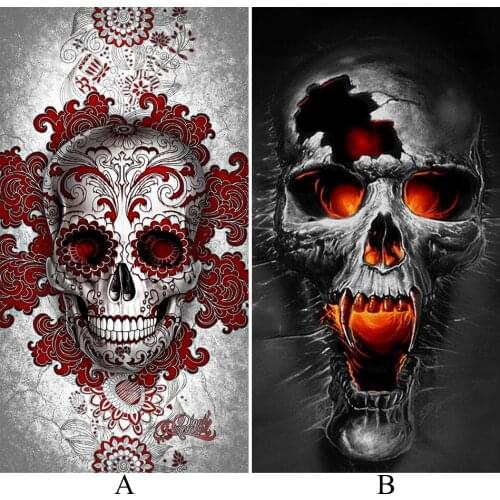 5D DIY Diamond Painting Cross Stitch Skull Paintings Rhinestones Mosaic Kits Full Square Diamond Embroidery Skull Heads Pictures