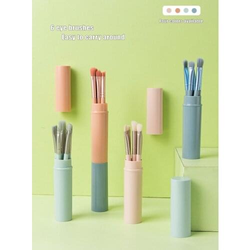 6 PCS Makeup Brush Beauty Tools Eye Shadow Brush Eyebrow Mini Color Makeup Brushes Portable Storage Powder Blush Face Eye