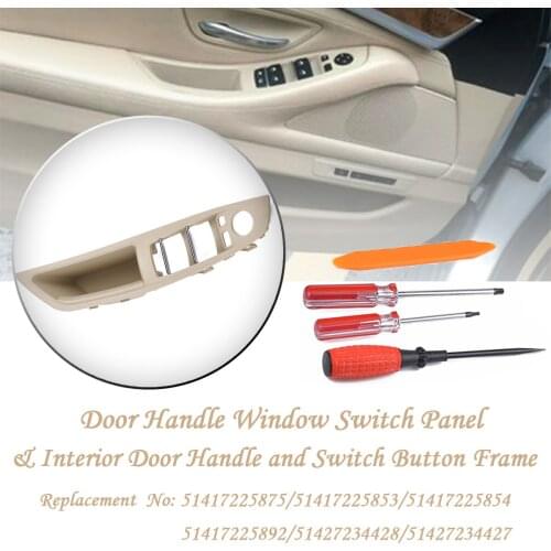 7PCS Door Handle Window Switch Panel & Interior Door Handle and Switch Button Frame for BMW 5 Series 520 523 525 F10 F11 F18