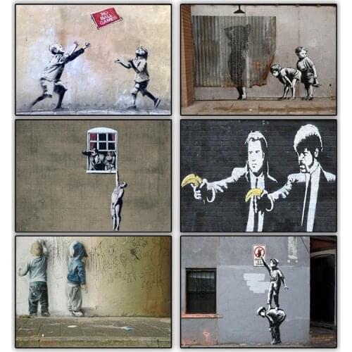 Abstract Banksy Poster Graffiti Pop Wall Art Canvas Painting Posters Prints Wall Pictures for Living Room Restaurant Decoration