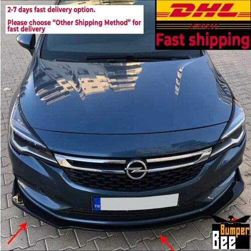 For Opel Vauxhall Astra K Accessories Car Front Bumper Lip 3 pcs Black Diffuser Body Kit Spoiler