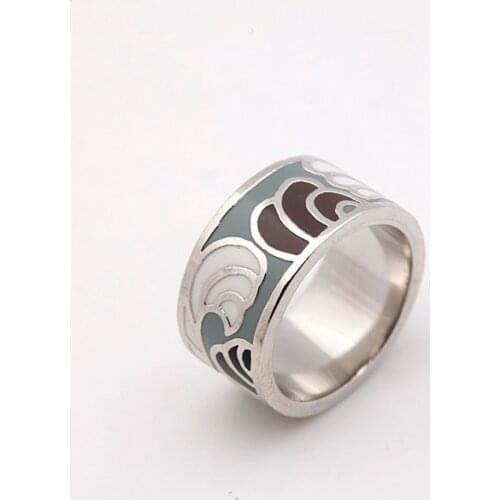 Free Shiping! Vintage Feather Pattern Silver Plated Enamel Jewelry Ring ,1 pcs/pack