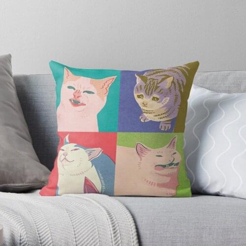 Pillowslip Four Meme Cats of the Apocalypse Throw Pillow 100% Polyester Decor PillowCase Home Cushion Cover 45*45cm