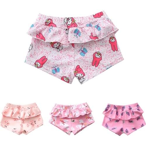 Baby Girls Floral Print Swimwear Ruffle Swim Trunk For Kids Children Swimming Pool Short Toddler Swimsuit Beachwear