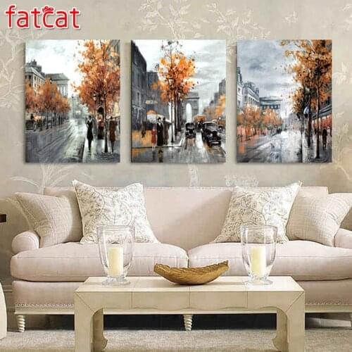 FATCAT 3pcs Diamond Painting london Landscape City Street Full Square Mosaic Diamond Embroidery full Rhinestone Picture AE227