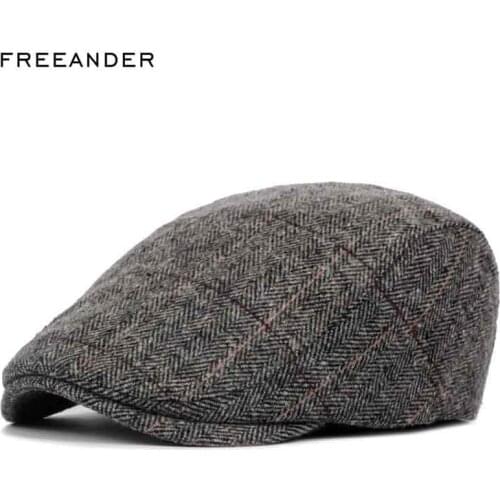 Freeander Knit Beret Hat man British Vintage Style 2018 Autumn New Hats High Quality Woman Fashion Beret Flat Gatsby Driving Cap