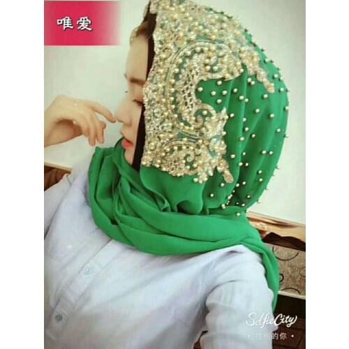 Hijabs Muslim Islamic Scarf Scarves for Woman Long Underscarf Moslima Solid Color with Bead Prayer Turbante