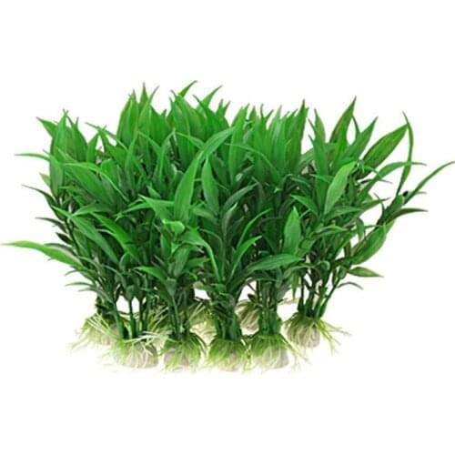 10pcs Artificial Aquarium Air Pump Plants Fish Tank Aquatic Decoration Home Ornament Plastic Green Grass Aquarium Supply