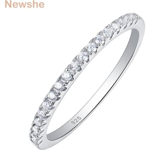 Newshe Solid 925 Sterling Silver Etenity Wedding Band For Women Stackable Finger Rings AAA Zircons Jewelry JR4681_Band