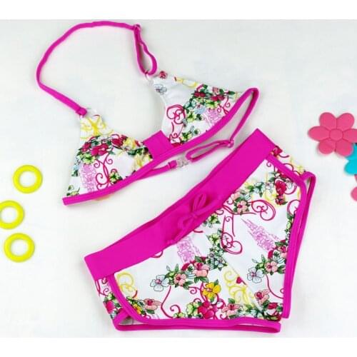 Girls Bikini Set Biquini Infantil New Summer Kid Lovely Two Pieces Bathing Suit Girl Swimsuit Cute Flower Pattern Split Bikini