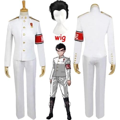 Dangan Ronpa Kiyotaka Ishimaru Cosplay Costumes Men Uniforms Danganronpa Coat Pants Full Sets Black Wigs Cos Clothes