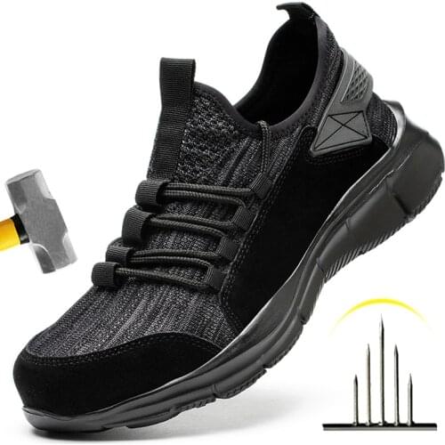 Lightweight Mens Safety Shoes Steel Toe Work Safety Boots Anti-smashing Work Shoes Sneakers Men Indestructible Shoes Plus Size
