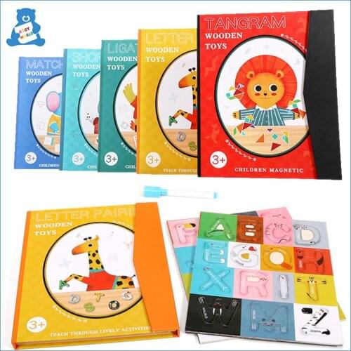 Magnetic Puzzle 26 English Alphabet Cognitive 3D Tangram Puzzle Toy Match Game Pen Control Training Learning Toys For Children