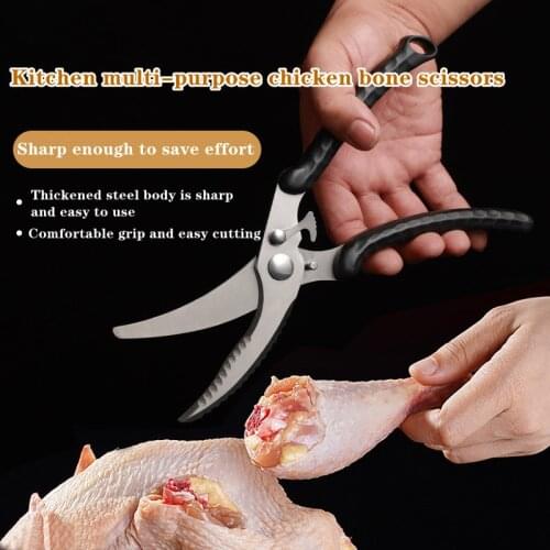Kitchen Powerful Chicken Bone Scissors Chicken Duck Fish Cutter Shears Stainless Steel Scissors Scale Clean Cook Scissors Knife