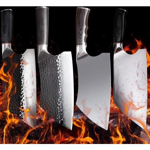 Chinese Forged Butcher Kitchen Knife Set Serbian Kiritsuke Chef Knife High-carbon Clad Steel Cleaver Filleting Slicing Knife