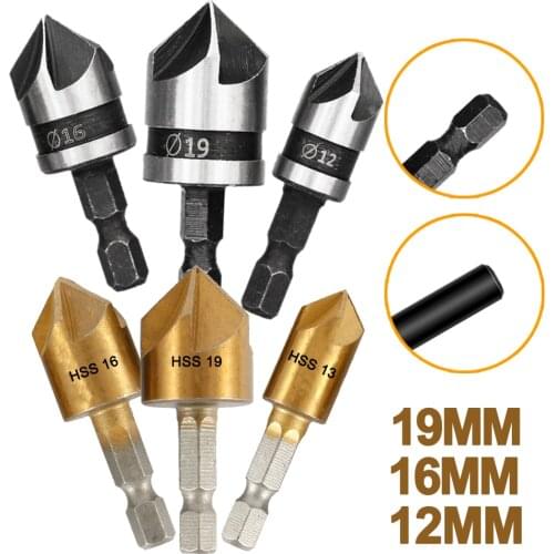 3pcs Hexagonal Shank Countersink Chamfer Drill Bit Set for Wood Metal Hss Hex Carbon Steel Quick Change Drill Bit Tool
