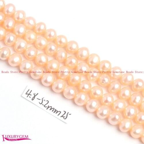 Natural Pink Freshwater Pearl Stone Loose Beads High Quality 4.8-5.2mm Near Round Shape Necklace Jewelry Accessories 37cm w4157
