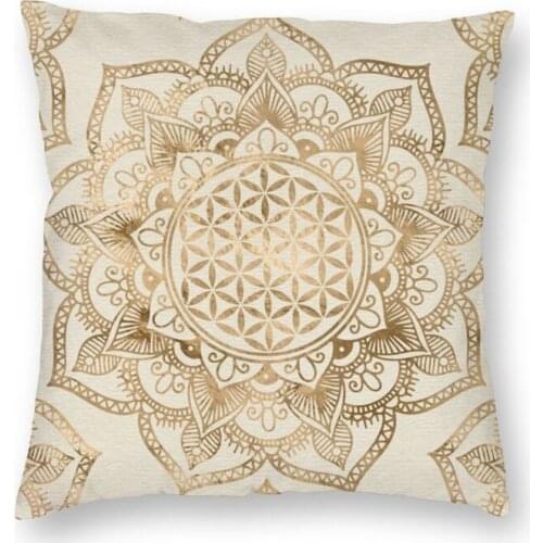Nordic Style Mandala Flower Of Life In Lotus Throw Pillow Cover Home Decorative Sacred Geometry Cushion Cover Pillowcover