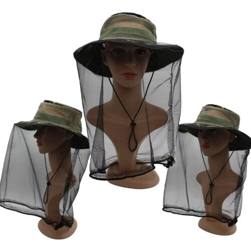 New Fishing Hat Camouflage Mosquito Hat with Net Hood Fisherman Hat Sun Visor Summer Fishing Hat