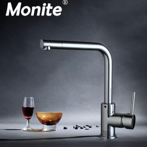 AU 360 Swivel Chrome Finished Swivel Spout Kitchen Faucet Deck Mounted Kitchen Vessel Sink Mixer Tap 97310W