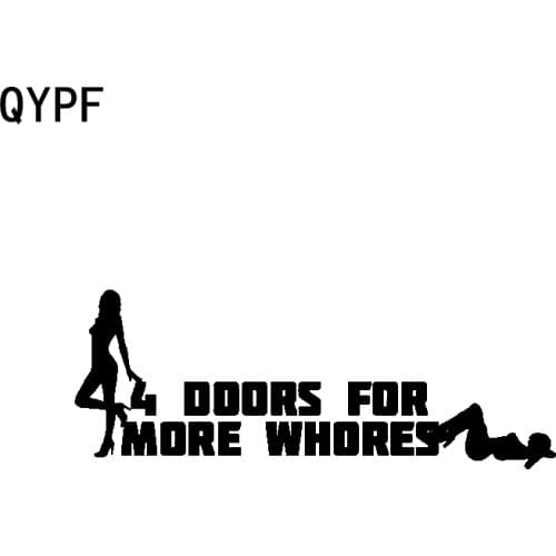 QYPF 17CM*6.3CM Creative 4 DOORS FOR MORE WHORES Vinyl Car Sticker Decal Black Silver Graphical C15-3046