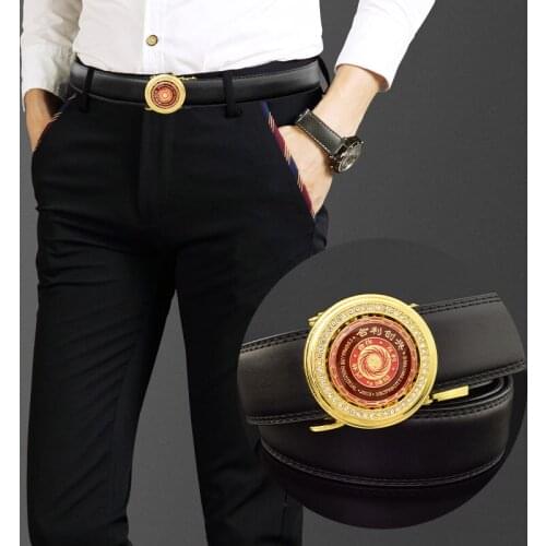 New Style Rotating Round Buckle Crocodile Pattern Belt Designer Belt Mens Genuine Leather Jade Fashion Belt High Quality