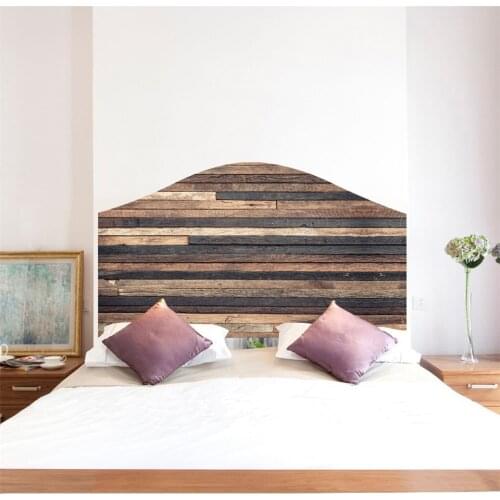 Retro Old Wood Headboard Stickers For Bedroom Decor Renew Decals Self-adhesive DIY Mural American Style Background Wall Sticker