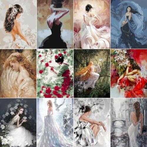 RUOPOTY Coloring By Numbers Portrait Adult DIY Unframe Acrylic Paint Handpainted Gift Acrylic Paint By Numbers Girl Home Decor