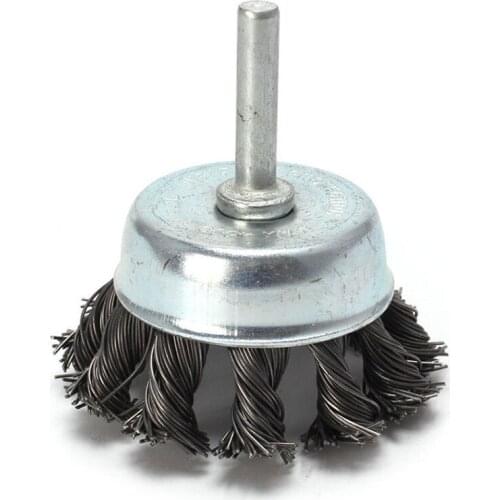 2.5''Metal Wire Wheel Cup Brush Crimped With 1/4" Shank For Die Grinder Drill