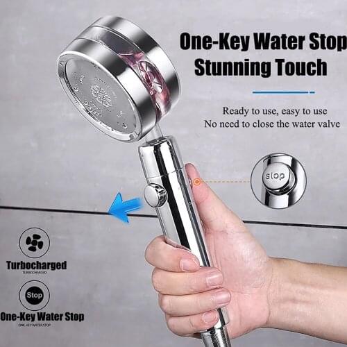 Syezyo High Pressure Water Saving Shower Head with pause switch Handheld Turbocharged Head 360 Degrees Rotating