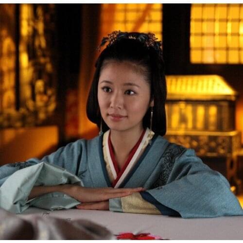 TV Play Schemes of A Beauty Hanfu Costume Actress DouYiFang Blue Costume with Delicate Embroidery LinXinRu Actual Product Pic