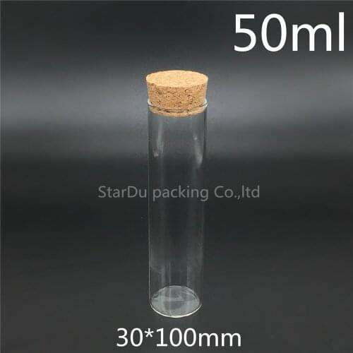High-quality 30*100mm 50ml Wishing Glass Bottle with Cork ,50cc Glass Vials Display Bottles Wholesale cork bottle 500pcs