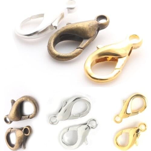 100pcs 16mmm Silver Gold Color Bronze Lobster Clasp DIY Jewelry Findings Making Clasp for Bracelet Necklace Accessories Clasps