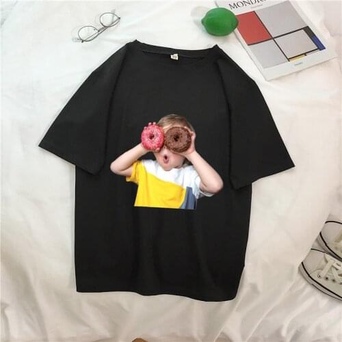 M-2XL Korean Style Summer Tops T-Shirts Short Sleeve Loose Casual Donuts Girls O-Neck Student Tees Plus Size T Shirts Women 2020
