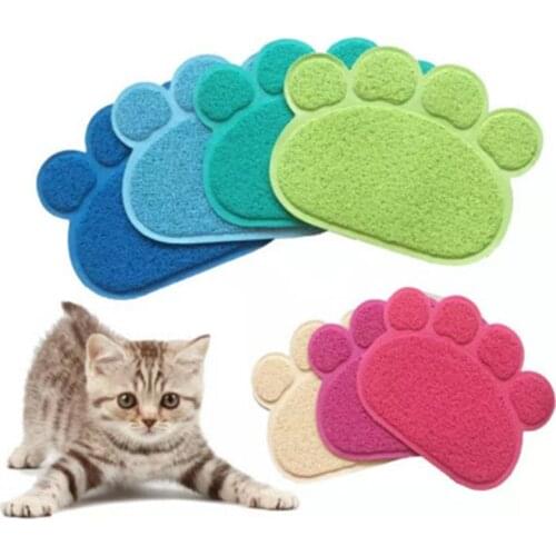 1pcs Pet Feeding MAT Small Dog/Puppy/Cat/Kitten Feeding/Food Mat Dish/Bowl Place Mat Cute Paw PVC Cat Toilet Mat 30cm * 40cm