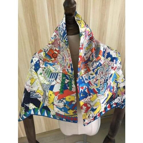 2021 new arrival fashion elegant brand design 100% silk scarf 90*90 cm square shawl twill wrap for women lady girl