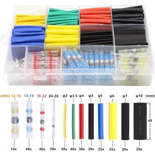 360PCS Solder Seal Wire Connectors & Heat Shrink Tubings Butt Terminals Insulated Waterproof Electrical & Shrink Tubes with Case