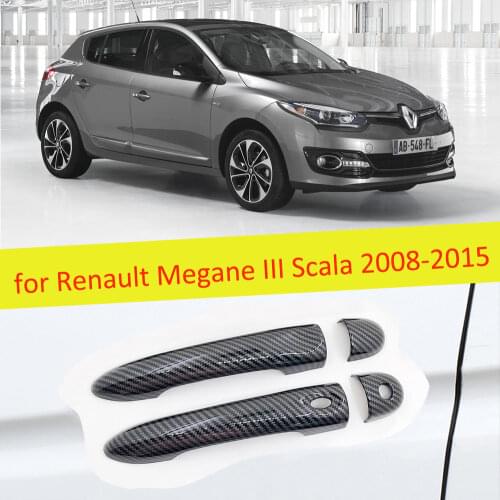 4 PCS Carbon Fiber Door Handle Cover Trim Car Accessories for Renault Megane 3 III Scala 2008 2009 2010 2011 2012 2013 2014 2015