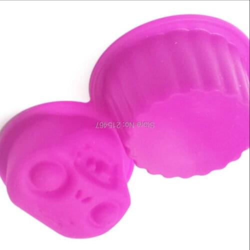 6 Set Cake Mould Mold Skull Shape Safe Silicone Material For Make Chocolate Ice Cube Stick Cup Cake Halloween Joke Party Favors