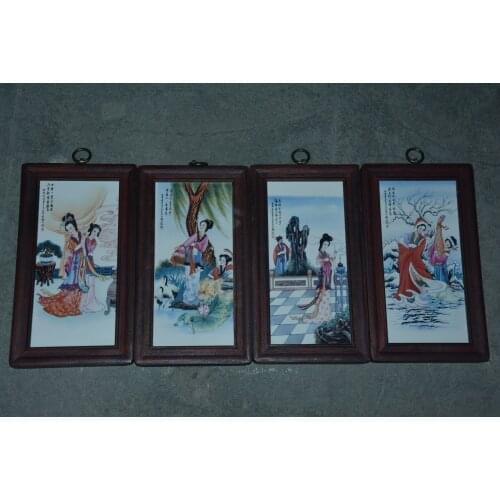 Antique porcelain brand painting, the four great beauties of ancient China--XI SHI, DIAO CHAN, YU HUAN, WANG ZHAO JUN, 4 pieces