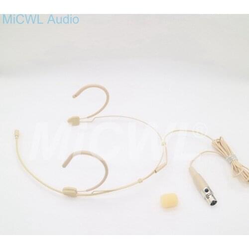 Beige Headset Mic. Omni-directional Microphone Condenser Headworn 4 Pin For Shure Wireless System With Bodypack Transmitter