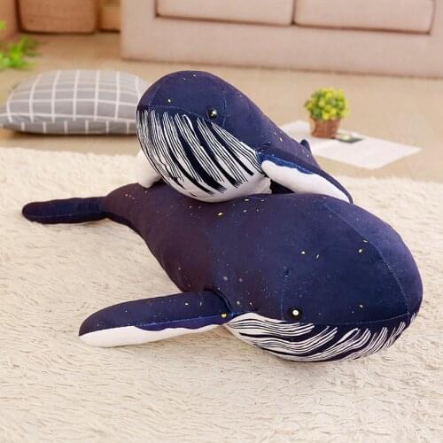 60-125CM Big Soft Blue Whale Plush Toy Stuffed Cute Sea Animal Doll Pillow Cushion Kids Childrens Birthday Gift Girls Present