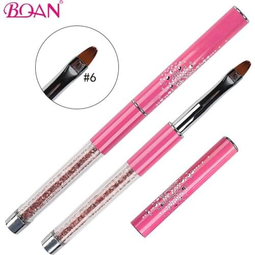 BQAN Nail Art Oval Brush UV Gel Paint Brush Acrylic Glitter Gel Polish Coat Extension 3D Line Grid Petal French Nail Brush Tool