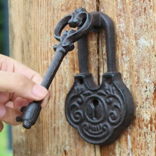 2 Cast Iron Door Knocker with Handle Key Design Wrought Iron Doorknocker Door Latch Metal Gate Home House Decor Antique Vintage