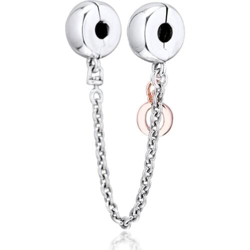 DIY Sterling Silver Jewelry Dangling Crown O Safety Chain Charm Fits European Beaded Bracelets Fashion Beads For Jewelry Making