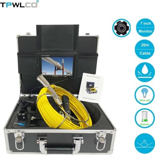 23MM DVR 20M Camera Cable for Inspection Endoscope Industrial Sewer Pipe Drain Cleaner Camera Waterproof 7 inch Screen