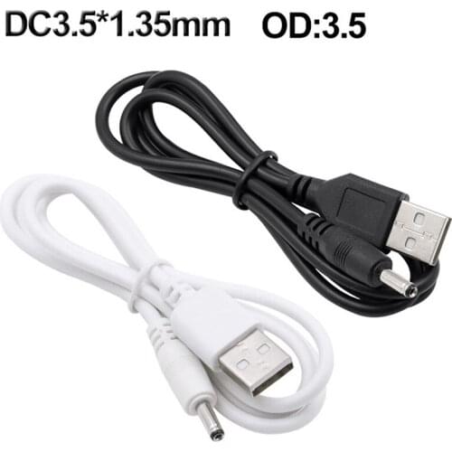 5Pcs USB to DC 3.5x1.35mm Round Hole Small Speaker Charging Cable 5V Power Cord 3.5 Charging Cable Black/ White